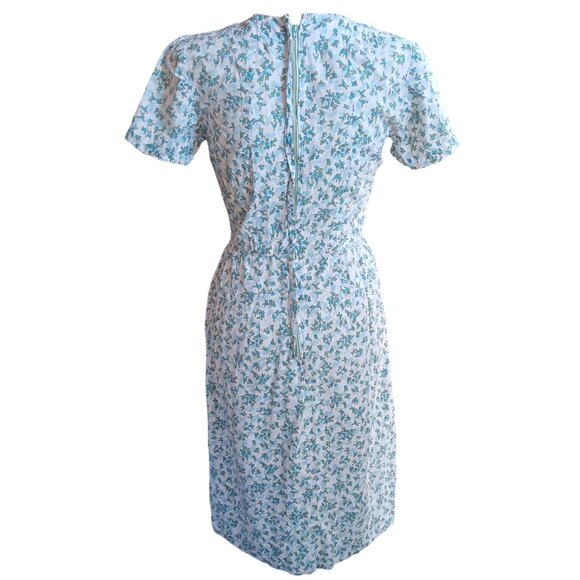 Vintage Women's 6/8 Dress 1960's Country Handmade 1of1 Blue Floral Cottage Day - Picture 6 of 7